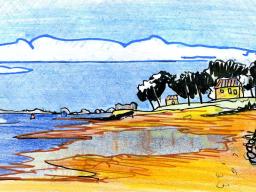 Un aber du Finistère, dessin réalisé en 5 minute