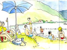 A la plage au lac d&#039;Annecy