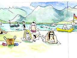 A la plage au lac d&#039;Annecy